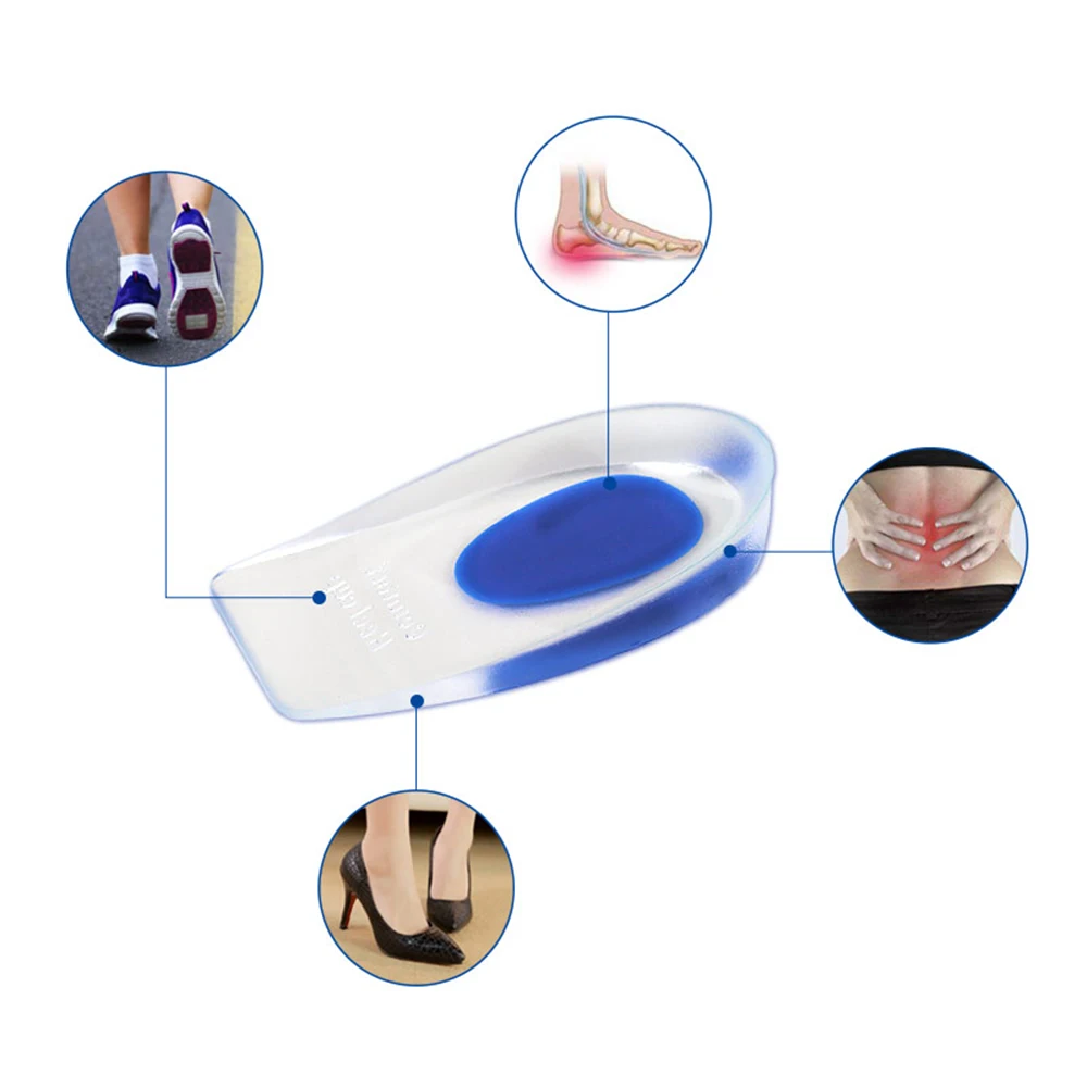 100% Silicone Gel  Foot Heel Pad Pain Relief Heel Protector Heel Cushion for Plantar Fasciitis