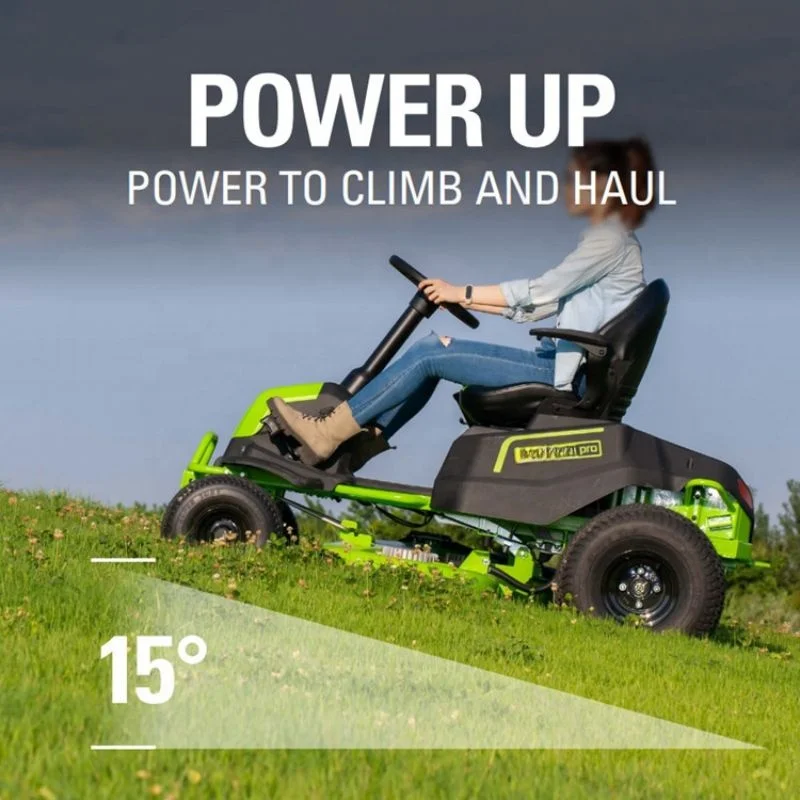 NEOBRISKEN 42 Inch Seat Mounted Electric Lawn Mower with zero Steering Seat Type Lithium Electric Lawn Mower