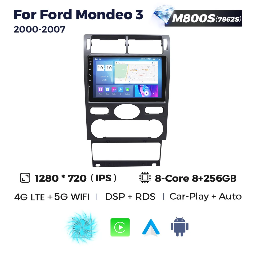 MEKEDE MS Android 12 8core 8 + 256G IPS экран 360 панорамная камера для Ford Mondeo 3 2000-2007 GPS Навигация BT FM AM DSP