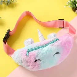 2022 Newest Cartoon Unicorn Plush Waist Bag Girls Soft Cartoon Bags For Children