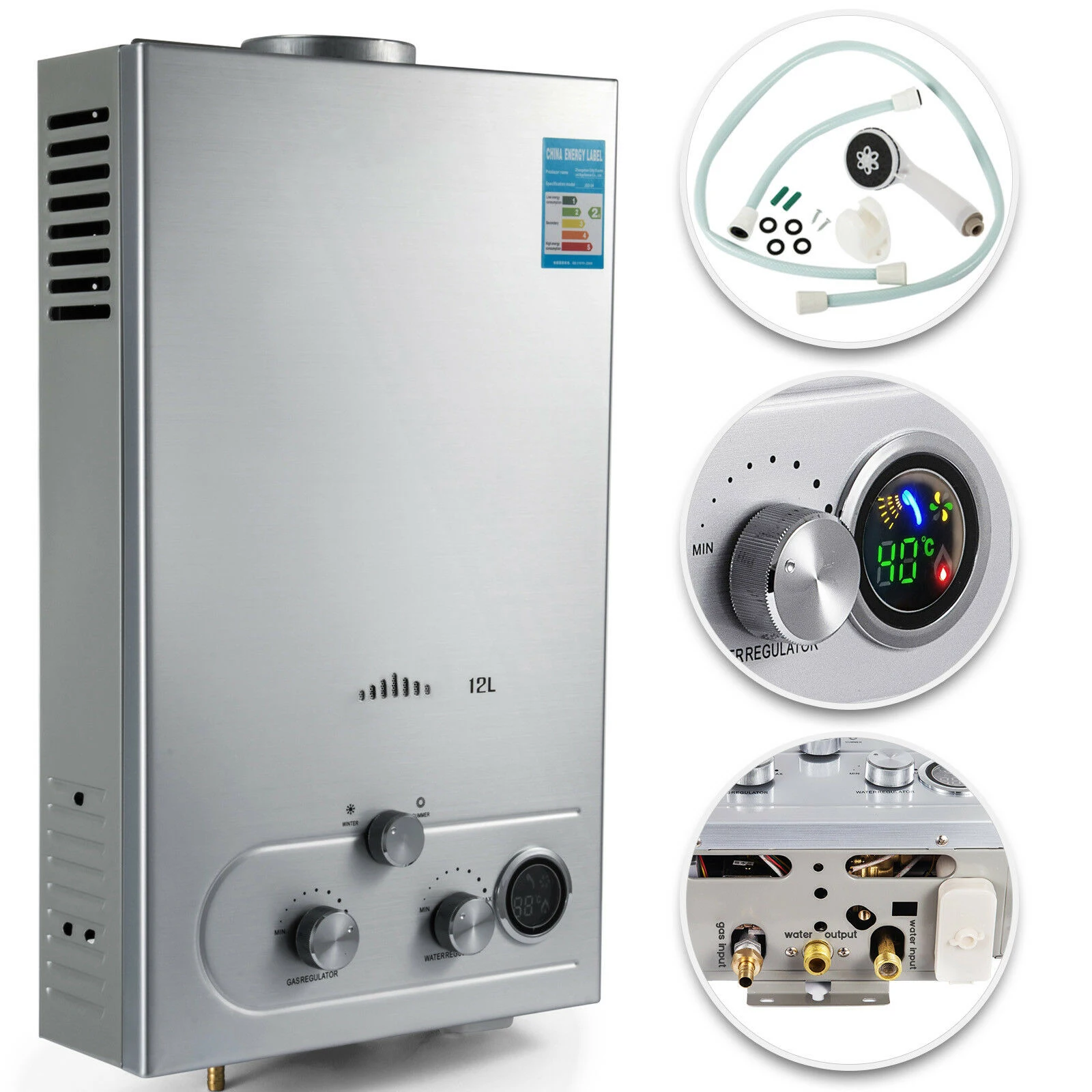  18L Propane Hot Water Heater 36KW Tankless Instant Boiler Stainless