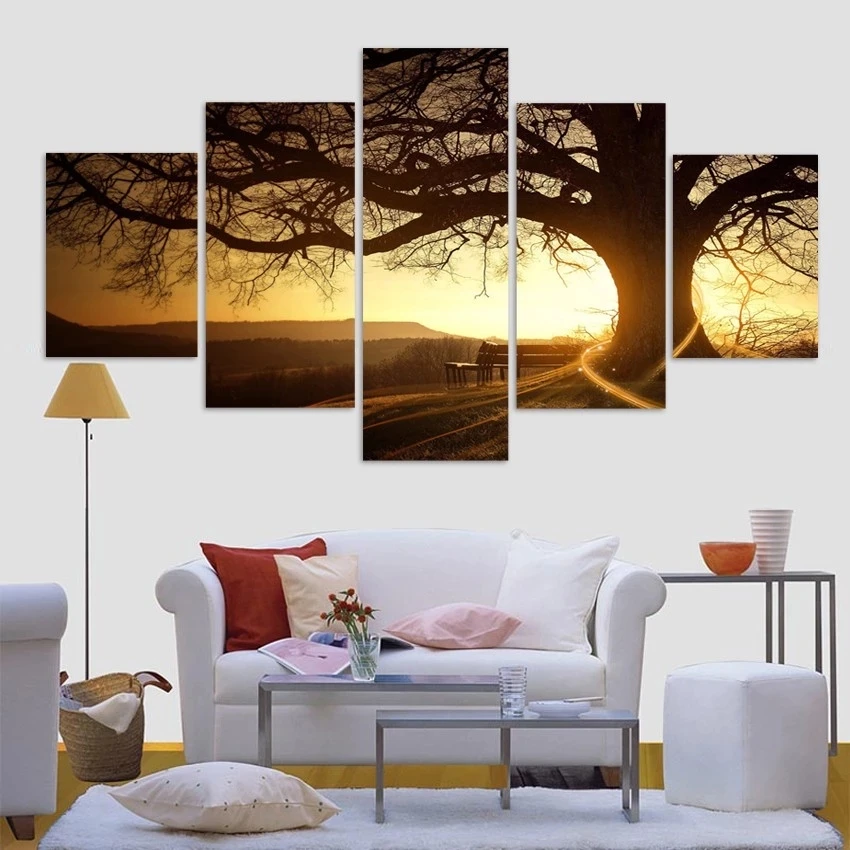 Panel Tree Canvas Painting for Living Room Wall Decor Landscape Home Decoration Wall Art Wholesale Drop Shipping 5 Customised