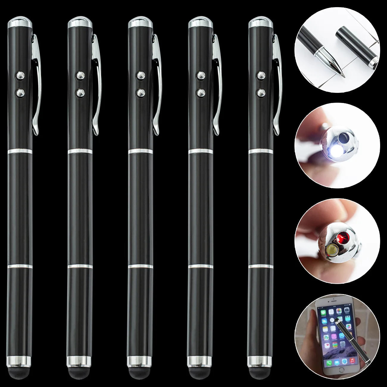 Multifunctional LED Touch Laser Pen with Writing Function Ball Pen and LED Light Stylus Ballpoint Screen Pen For Phone