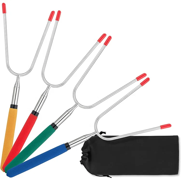 Marshmallow Roasting Sticks Expandable Stick Hot Dog Campfire Skewers Camping Long Extendable Meat Forks Pack For Fire Pit
