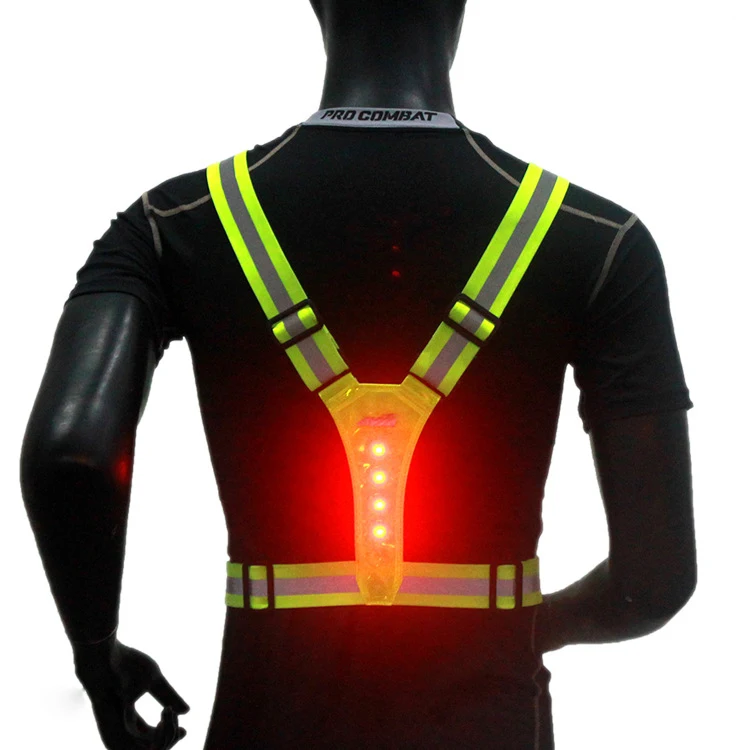 UMIONE High Visibility Safety Reflective Belt Fluorescent Night Llluminable LED USB Rechargeable Reflective Vest Running Vest