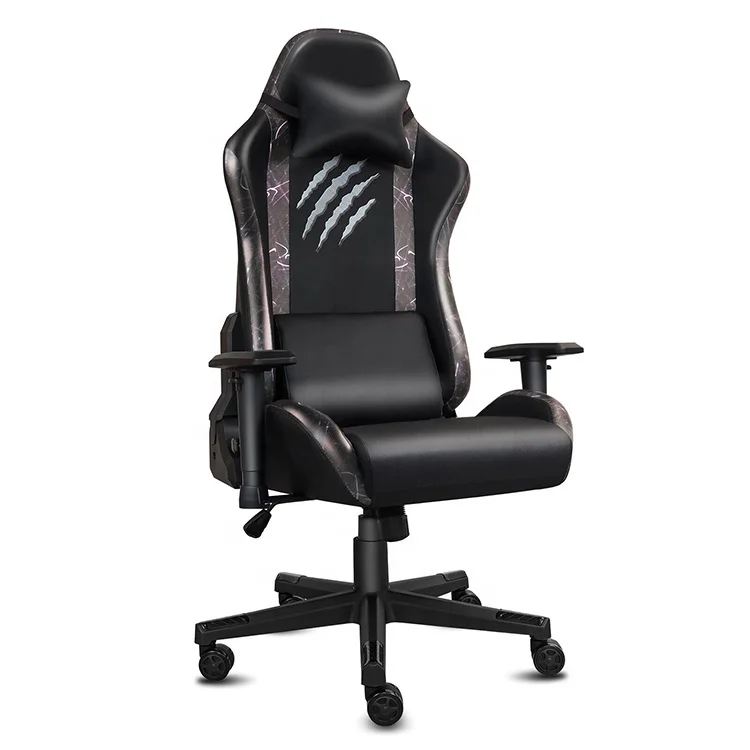 Custom Spain Grey Leather Ergonomic 2d Computer Gaming Chair Racing Reclining Office Desk Chair with Rgb Mouse Mat Pad Keyboard