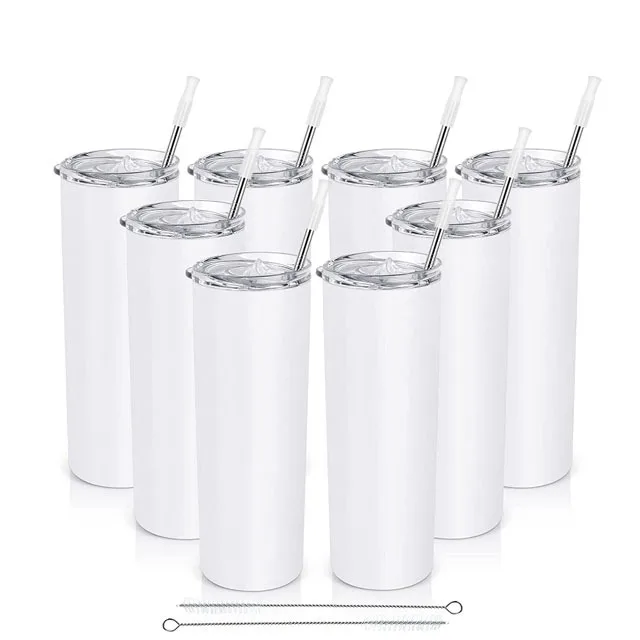 Custom 20oz plated powder coated stainless steel skinny straight tumblers laser engrave water bottle