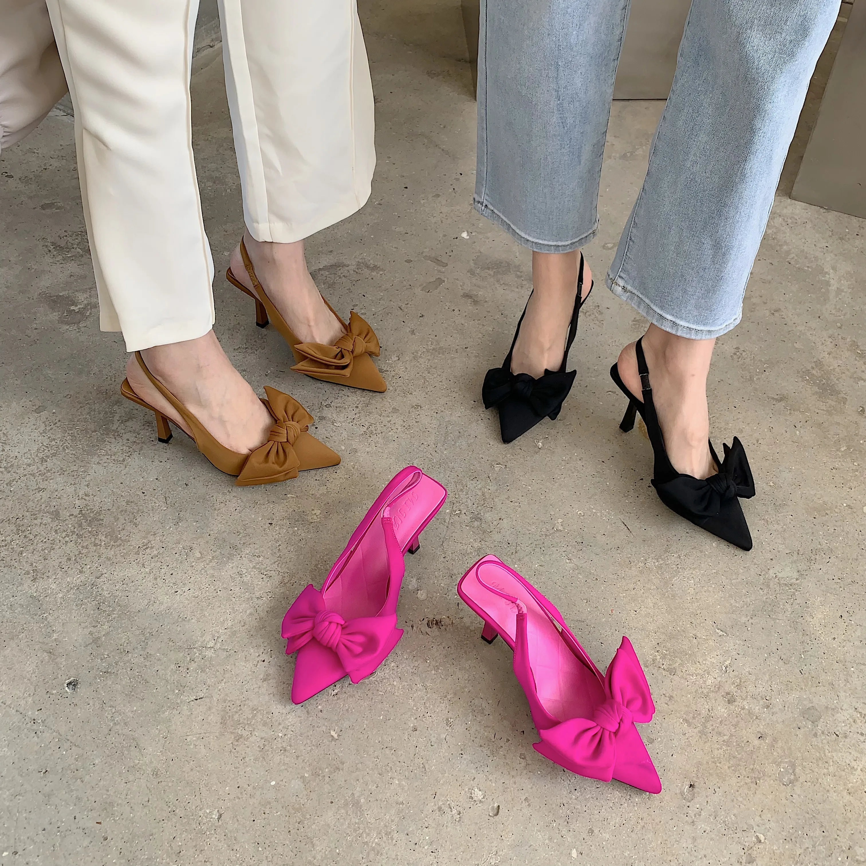 Sexy Bow Half Shoes Women High Heel Sandals 308