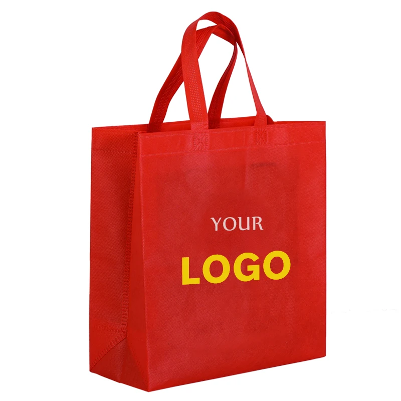 Free Sample Eco Custom Logo Printed Reusable Non Woven Fabric Carry Tote Bag Heavy Duty Grocery Shopping Bags