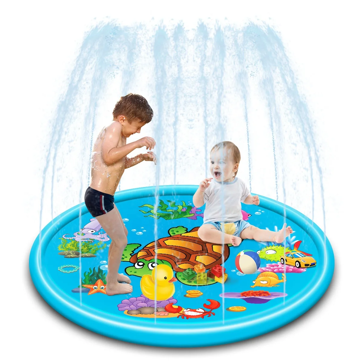 
110CM ECO friendly PVC Sprinkle Splash Play Mat Pad Inflatable Outdoor Water Spray Play Mat Toys for Kids Toddlers Summer Fun  (1600083873719)
