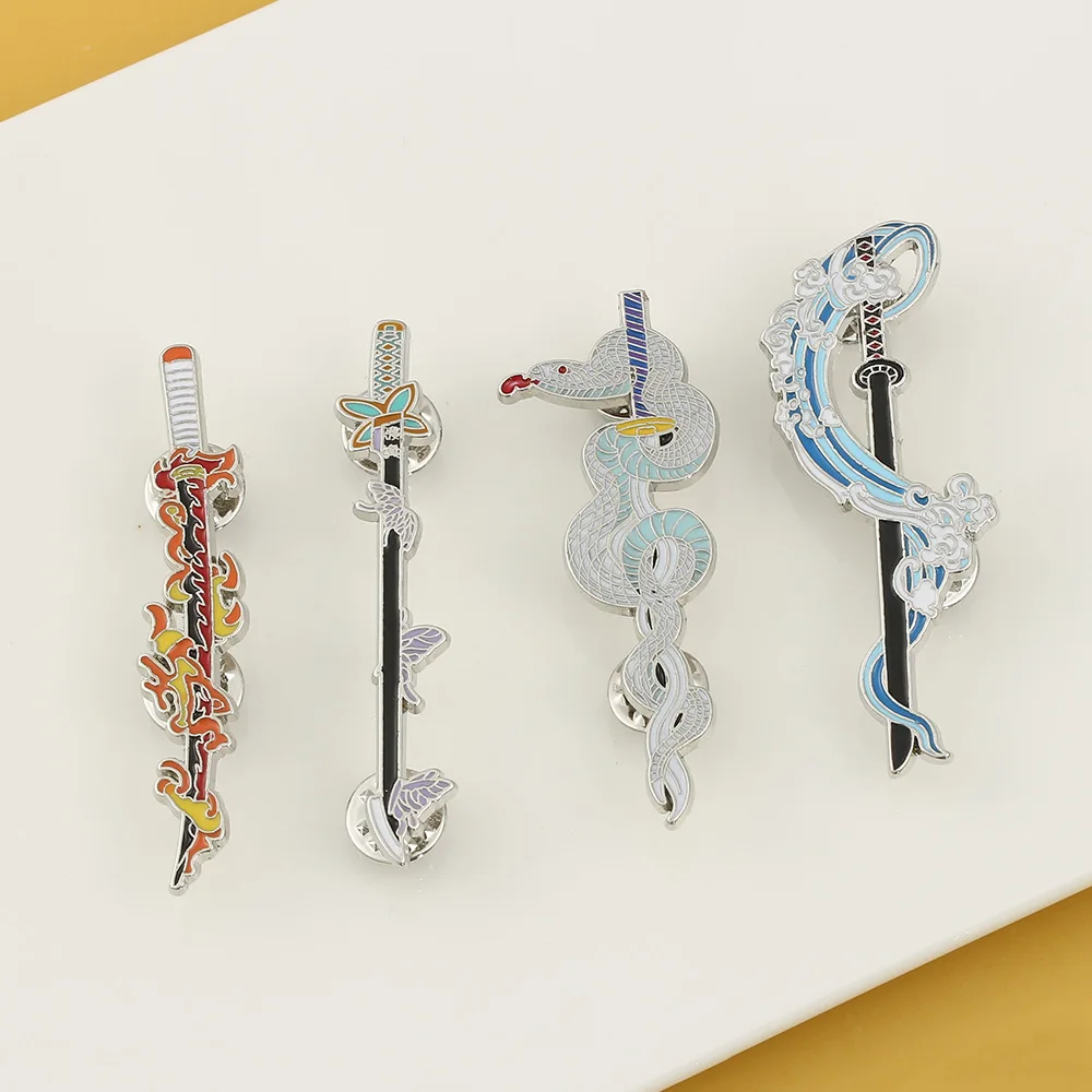 Wholesale Anime Demon Slayer Brooches Pins Ghost killing Blade Metal Badge pins Bag Clothes Accessory