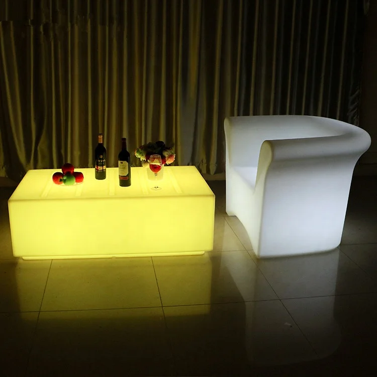 Outdoor modern Glowing Bar Furniture LED Light up Cocktail Table and Chairs Waterproof led Illuminated  furniture