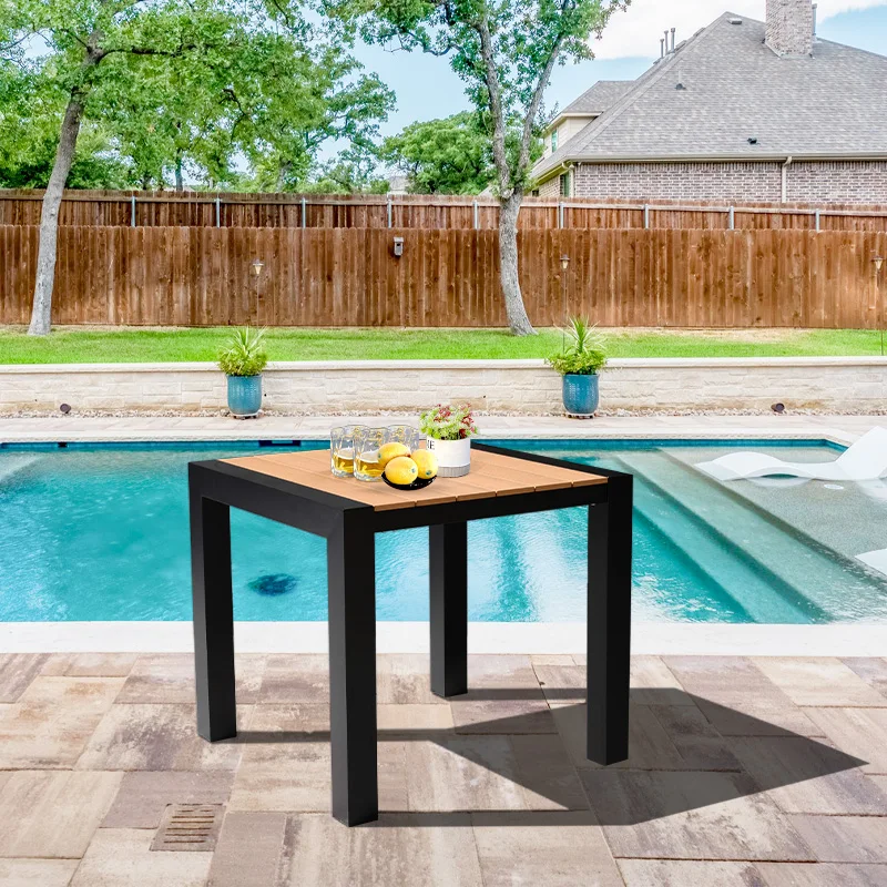 Minimalist Design Outdoor Garden Coffee Table Square Teak Dining Table for Terrace and Garden Furniture