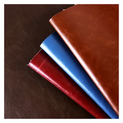 Stock Pu Artificial Faux Leather Oil Wax Pu Leather Red Brown Luggage Sofa Leather.