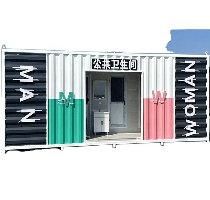 Prefabricated easy install construction site standard modular movable public shipping container toilet portable shower cabin