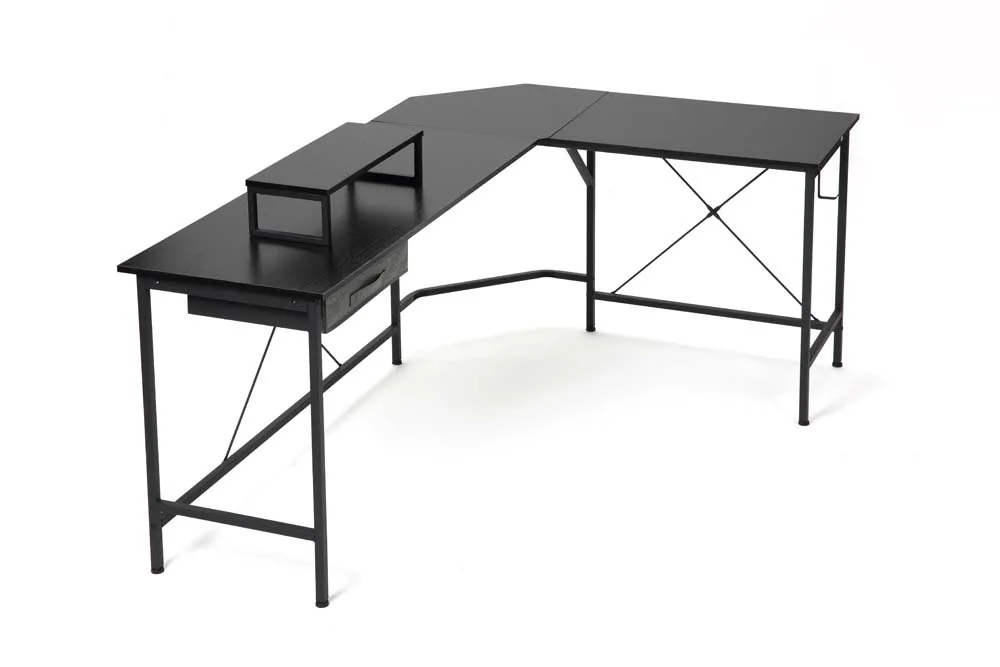 2021 New Modern simple L Shaped Desk Gaming table Home Office tables Wooden metal Workstation Computer Desks with Host rack