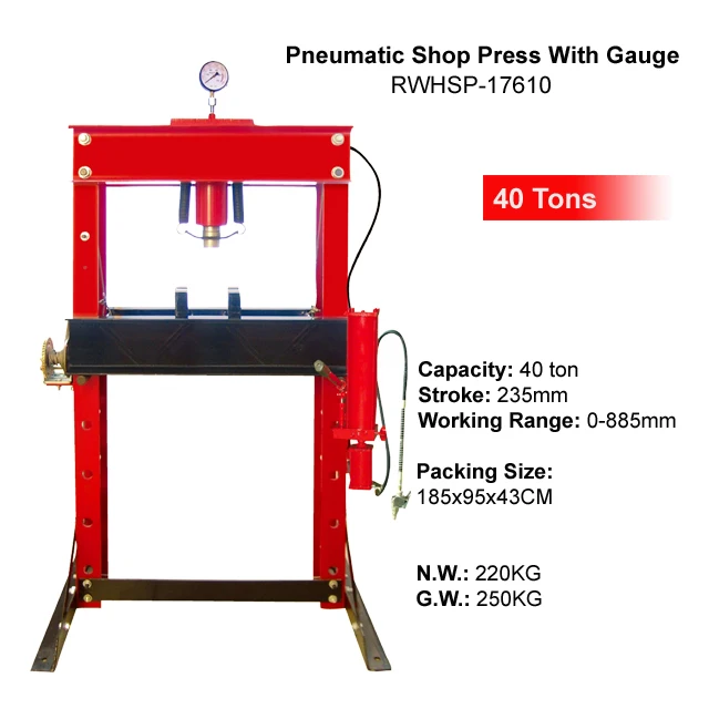 40 тонн гидравлический цилиндр ручной шоп-пресс для ремонта автомобилей CE пневматический с манометром