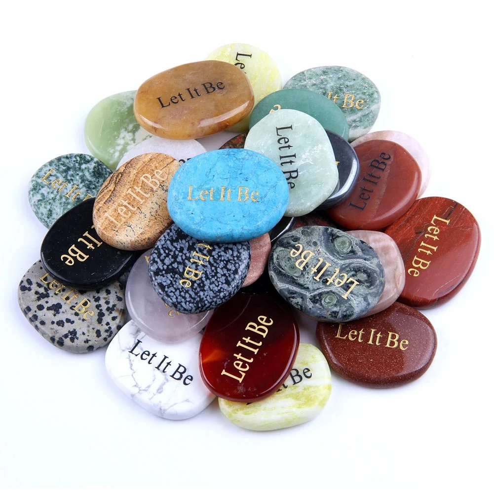 Bulk Wholesale Natural Gemstone  Engraved Inspirational Words Pocket Stones