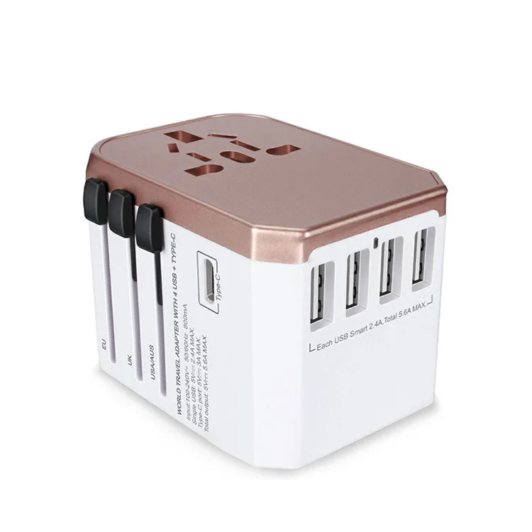 
High Quality Quick Charge Type-C 8A 4USB 2000W Various Color European USA Austria Multi-function Universal Travel Plug adapter 