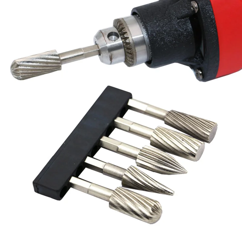 Hot Sale 10pcs 6mm 6.35mm Shank Diameter Solid Tungsten Carbide Burrs Set