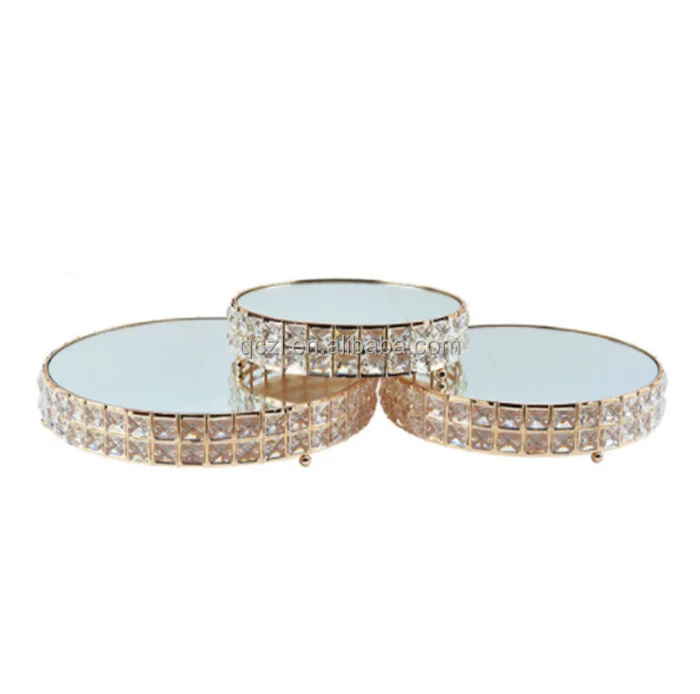 Golden main cake plate wedding dessert table high end crystal ornament party luxury