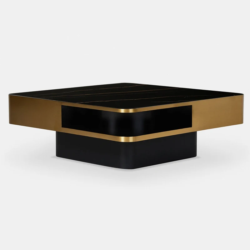 LC-106 high-end wholesale factory large sintered stone marble square coffee table with integrates storage space for living room
