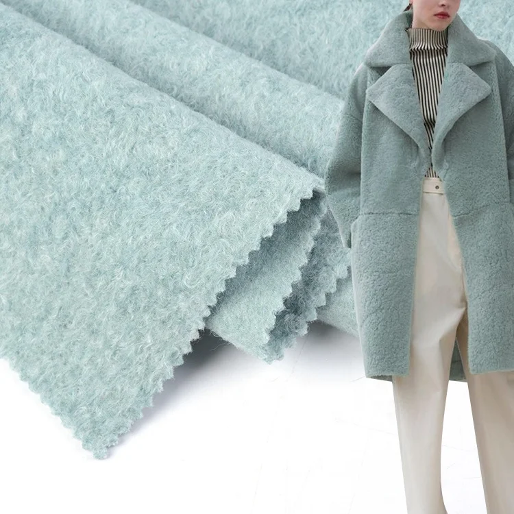 Quality assurance trendy custom plain 100% polyester from recycled ocean waste sanded sherpa jacket fleece boucle fabric