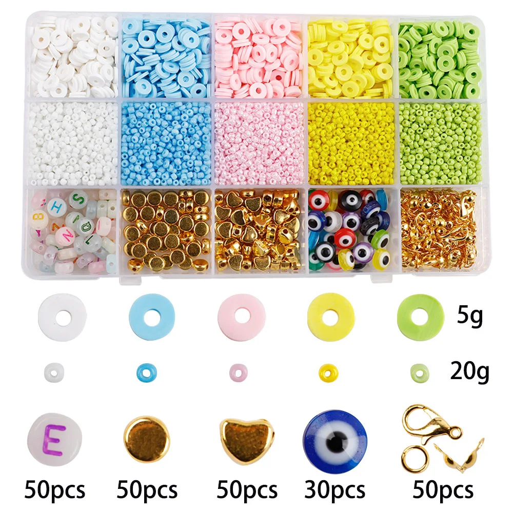 Colorful DIY Craft Accessories Kit for Jewelry Making Includes Bracelet Necklace Acrylic Waist Bead and Glass Beads for Toys