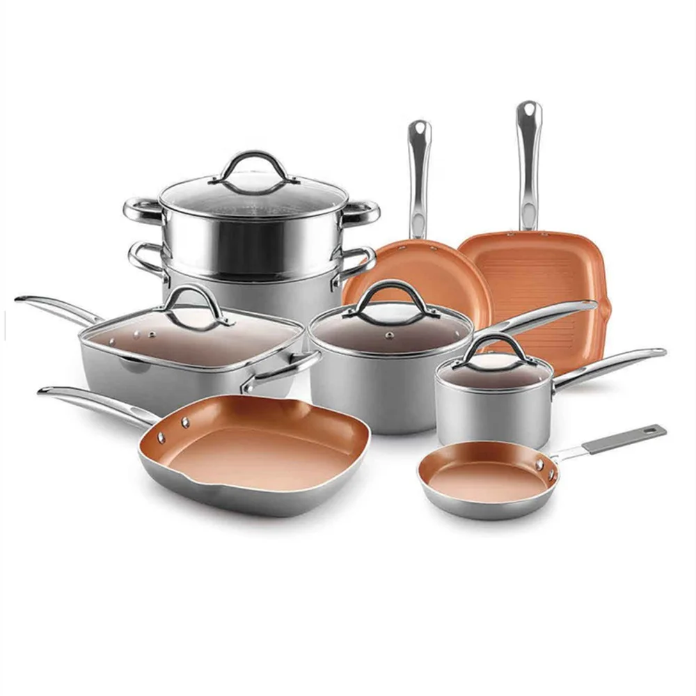 Factory Supply 7pcs  Pressed Aluminum Ceramic Non-stick Coating Cookware Set
