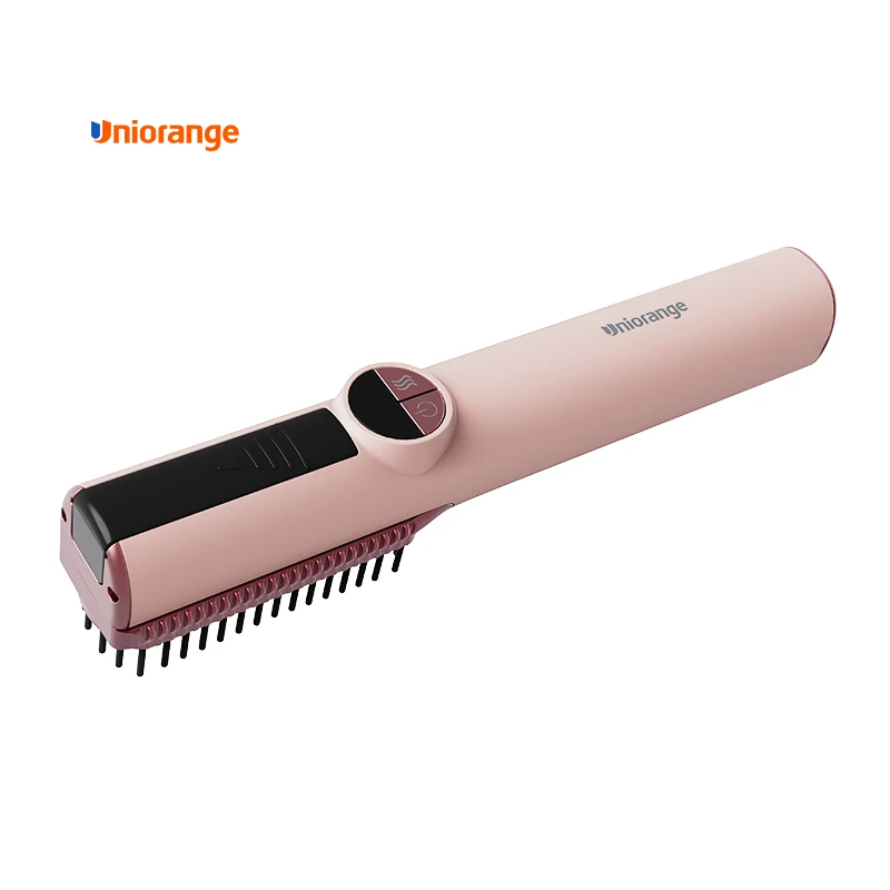 Portable USB Rechargeable Cordless Men Beard Hair Straightener Brush Mini Wireless 2 in 1 Hot steam Hair Straightener Comb