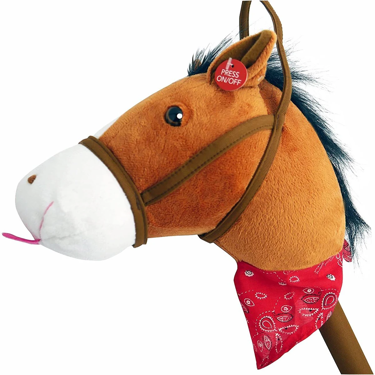 Plush Unicorn stick horse wood wheel real pony neigh and galloping sound plush toy white 27 inches