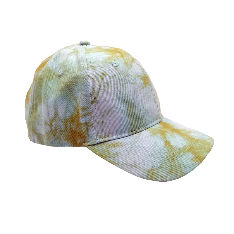 Multi color tie dyeing 6 panel cotton outdoor sport baseball cap golf hat
