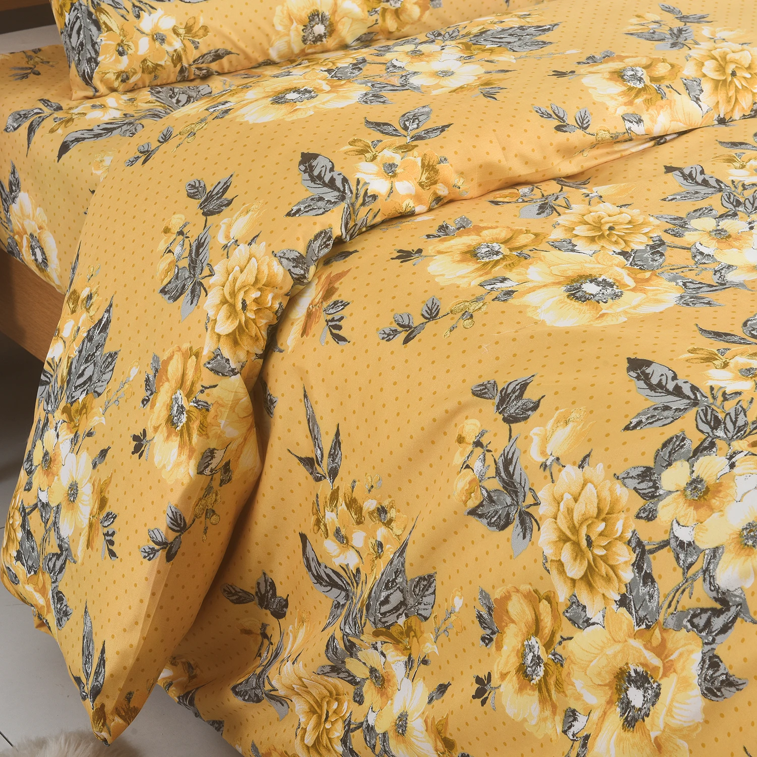 Hot Sale Brushed Cotton 4PCS Bedding Set Printed King Size Duvet Cover Bed Sheet Bedding Set