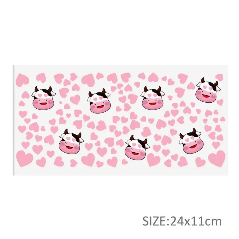 Wholesale Tumbler Transfer No Heat Needed Waterproof UV DTF Cup Wrap Transfers 16 oz Cow Pattern Sticker Label