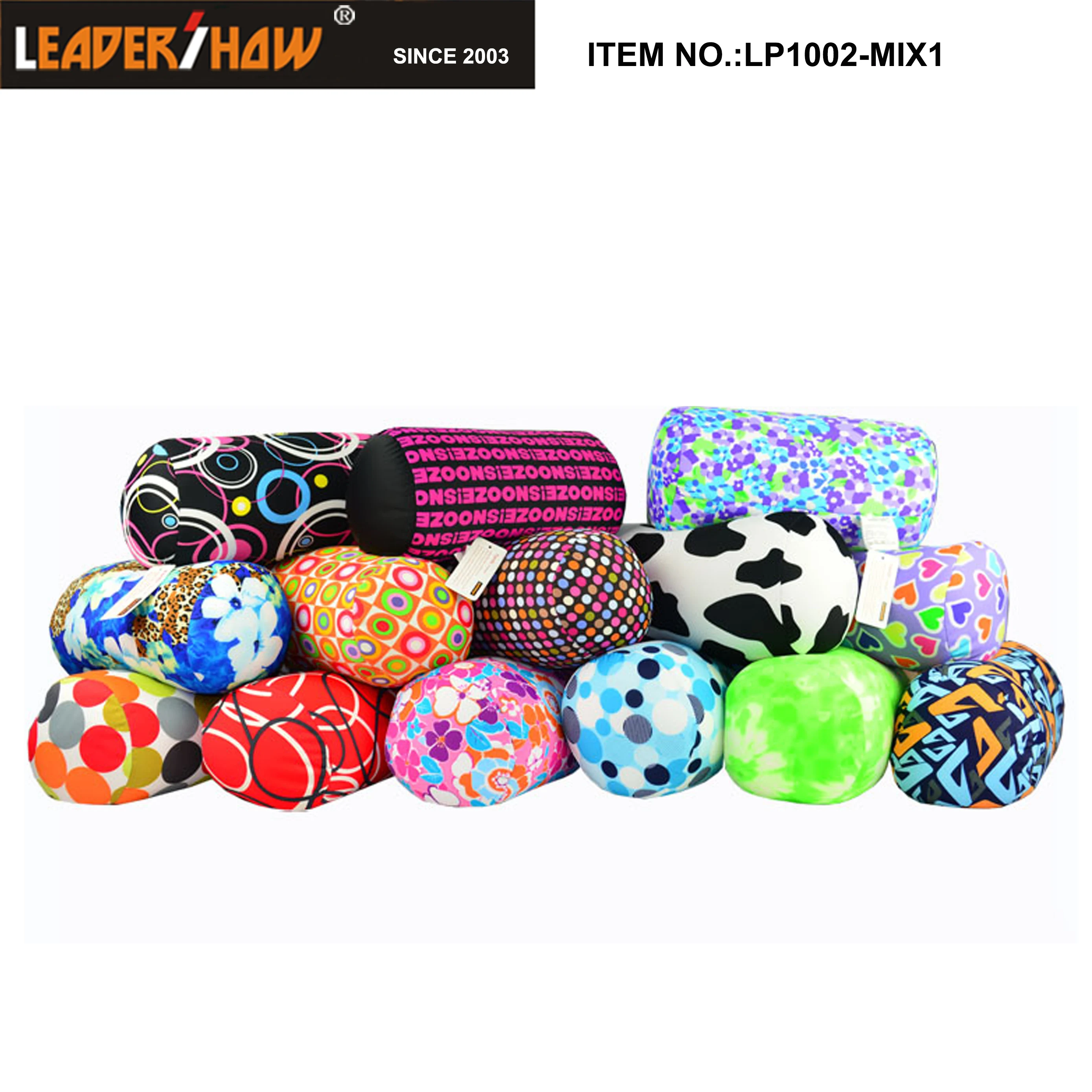 Custom OEM Multi-option Printing Pattern Series Cylinder Shape Micro Beads Sofa Cushion Pillows Home Decoration Pillow Cover