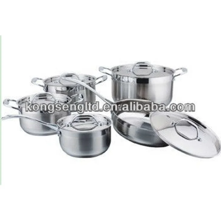10 pcs Stainless Steel Cookware Set with stainless steel lid