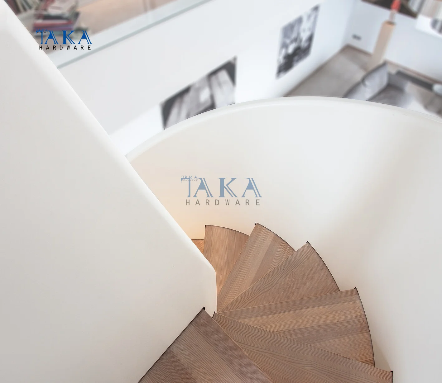 China Factory Wood Arc Stairs With Wood Step For indoor Wooden Spiral Staircase
