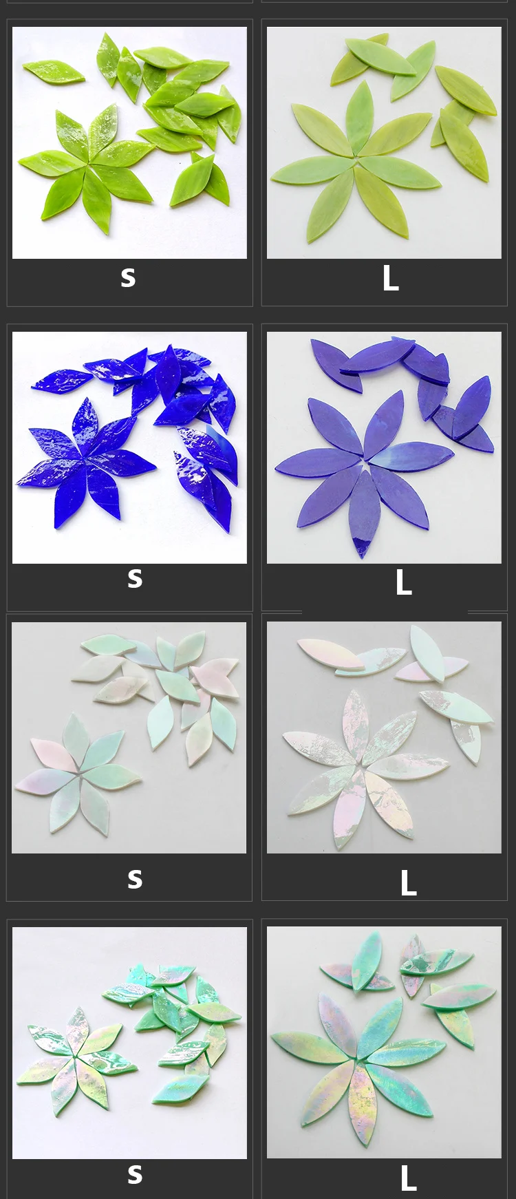 Wholesale Flat Glass Mosaic Tiles Stained Glass Mosaic Petal Tiles for Home Decoration DIY Crafts Art Theme
