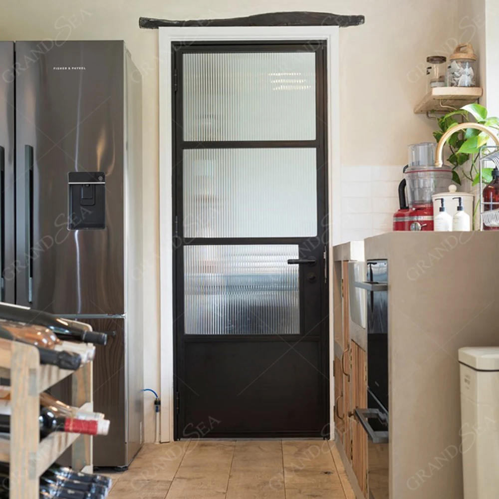 Residential Aluminum Alloy Frame Security Casement Door Double Glazed Noiseless Doors For Houses