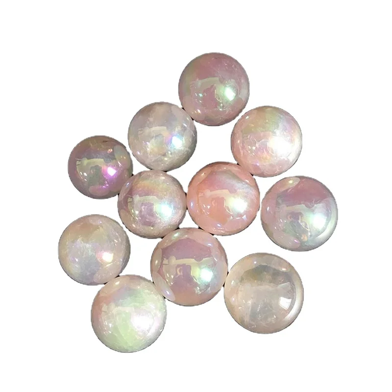 
Factory Produce Electroplating Rainbow Magic Crystal Ball Angel Aura Natural Rose Quartz Sphere 