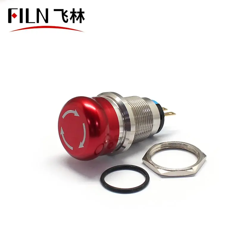 19MM 3 Pins Waterproof Metal Push Button Stop Switch Mushroom Push Button Switch supply UL CE RoHS CB CCC