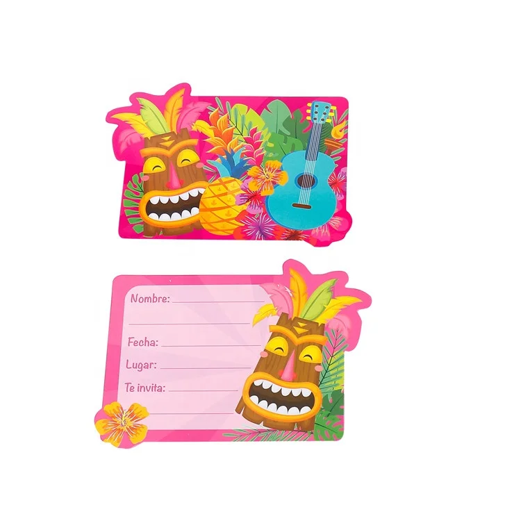 New Hawaii Tropical Luau Summer Flamingo Theme Kids Birthday Party Supplies Invitations Cards for Kids Birthday Party Eco-friend