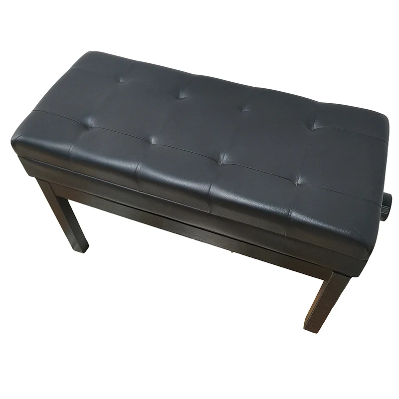 Classical Double Piano Stool Duet Keyboard Bench Storage Wide Seat Faux Leather Black Piano Stool Bench