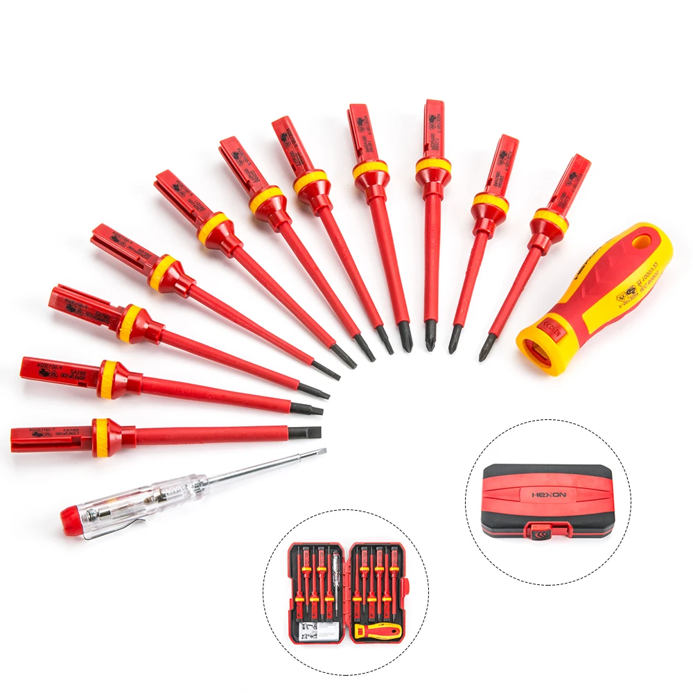 Tool Box Set Electrical Magnetic Voltage Tester Screwdriver Tool Kit Interchangeable Insulated Electrician Vde Screwdriver Set