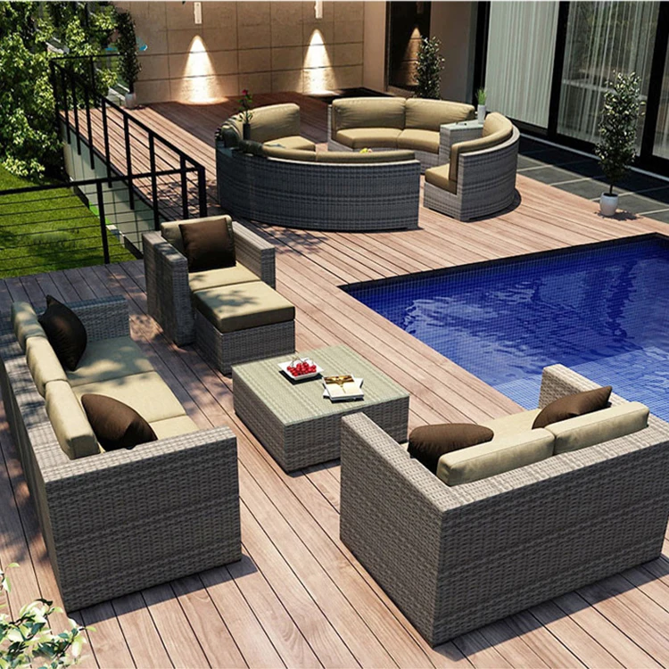 Modern outdoor Garden rattan sofa set ratan garden wicker patio set hotel patio furniture patio furniture lounger