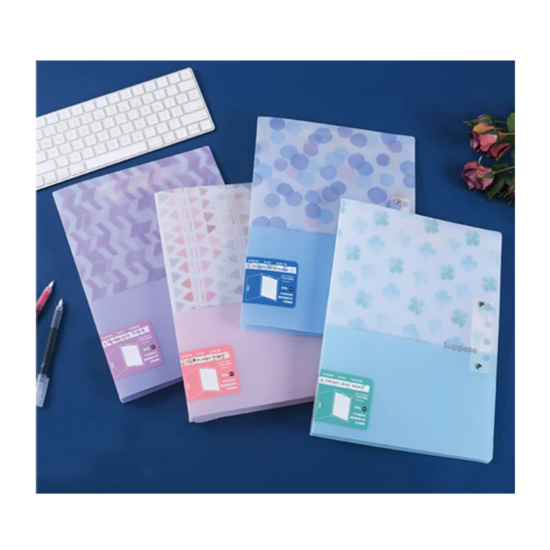 Office Stationery PP material Double clip file binder custom color office Clipboard Loose leaf folder