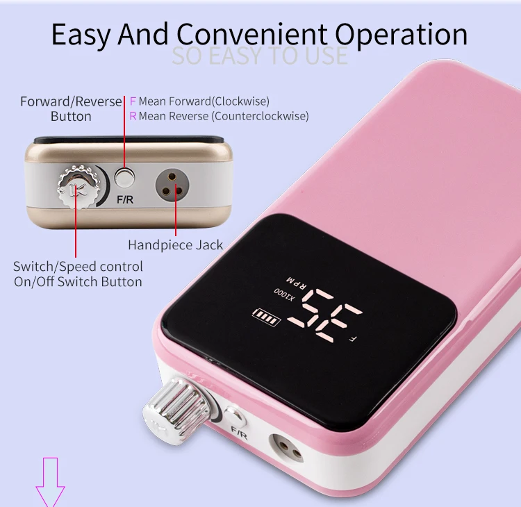New Upgraded Electric E File with LCD Display 2024 Pro High Tech 2500mAh Wireless Fast Removal Electric Nails Drill Kit