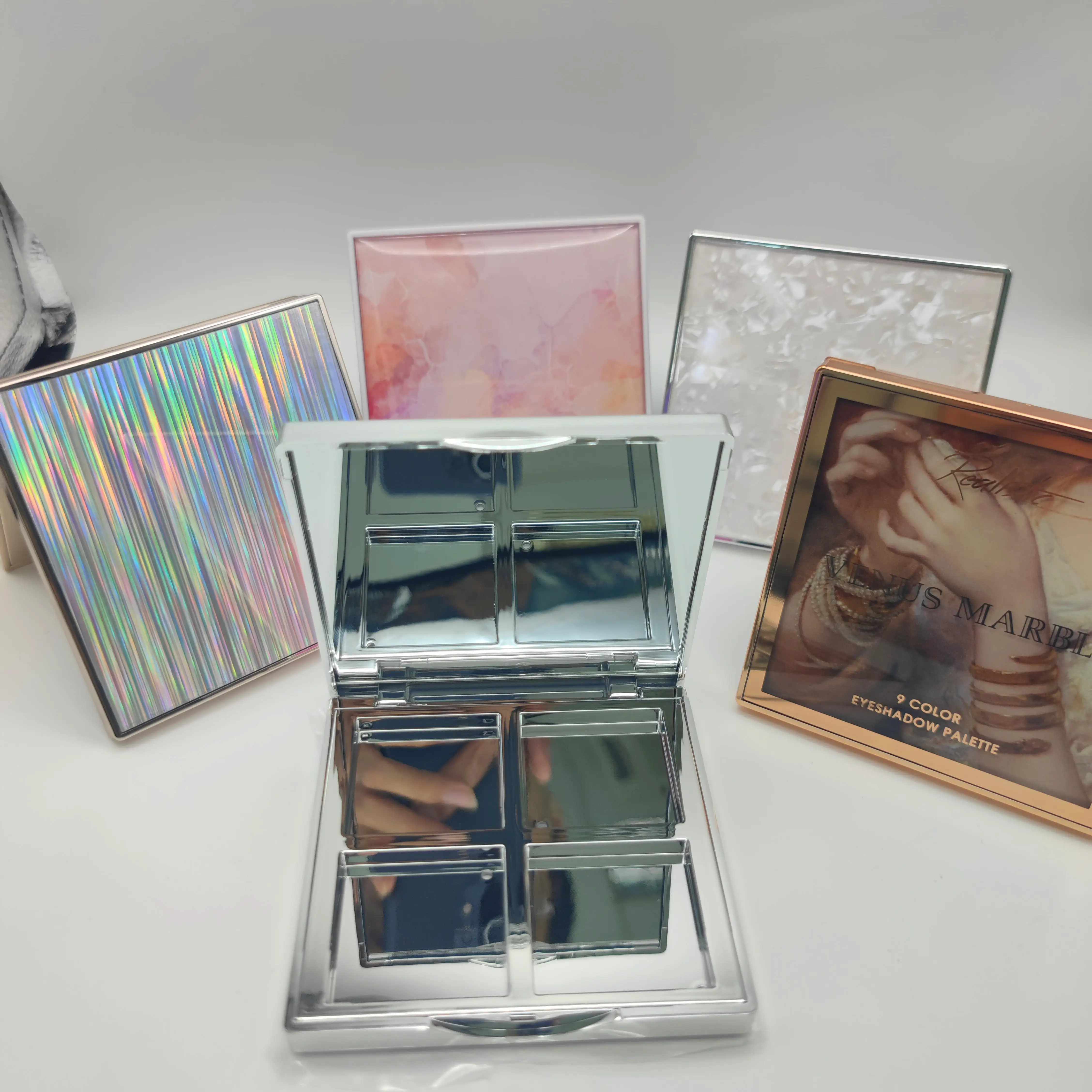 Empty Eco Friendly Empty Eyeshadow Palette 3 Eye Shadow Holder Case Box Sungpower Custom Square Luxury Cosmetic Packaging White