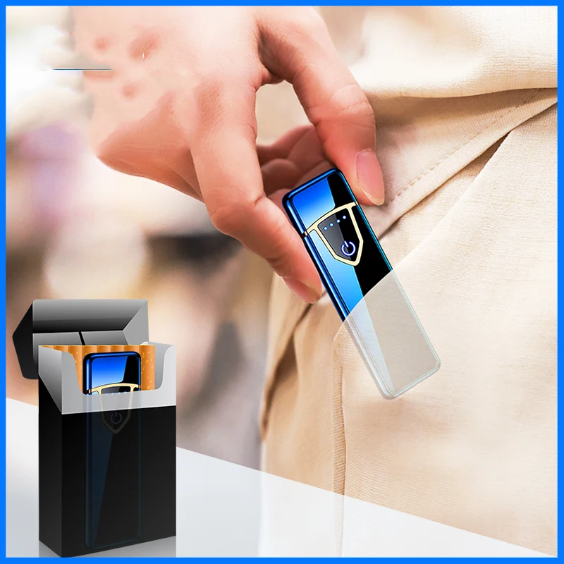 Creative Ultra Thin Fingerprint USB Charging Lighter Environmental Protection Electronic Cigarette Lighter Gift