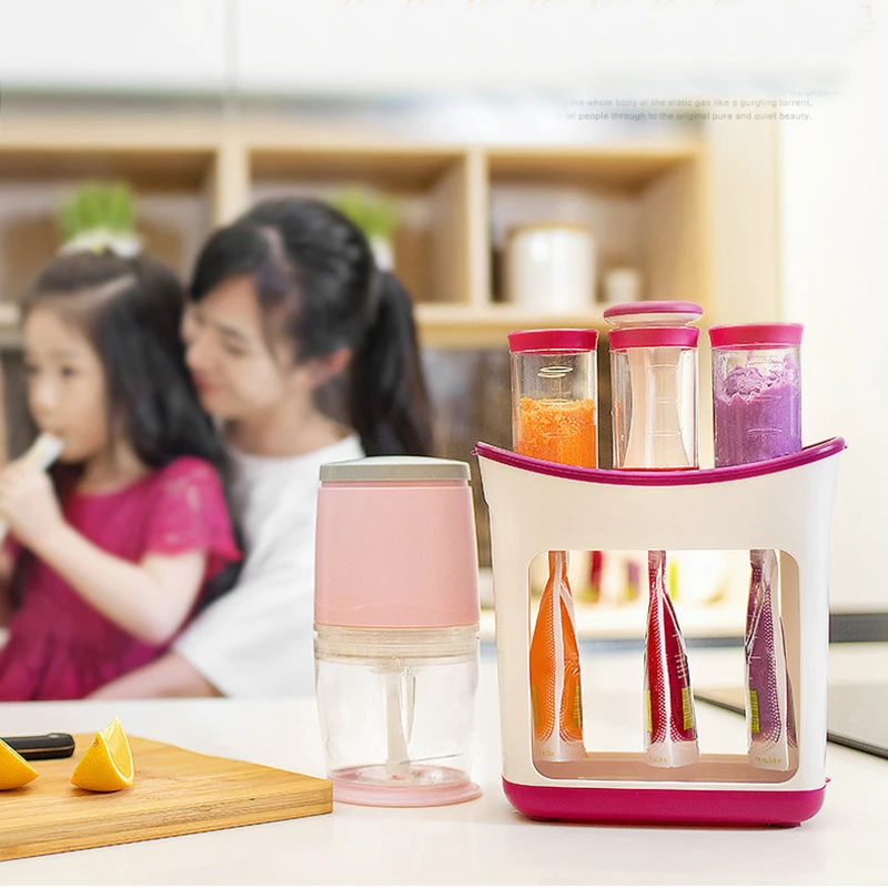 Baby Food Juice Squeeze Station for Newborn Fresh Fruit Juice Containers Storage Baby Feeding Maker with 10 Piece Bag
